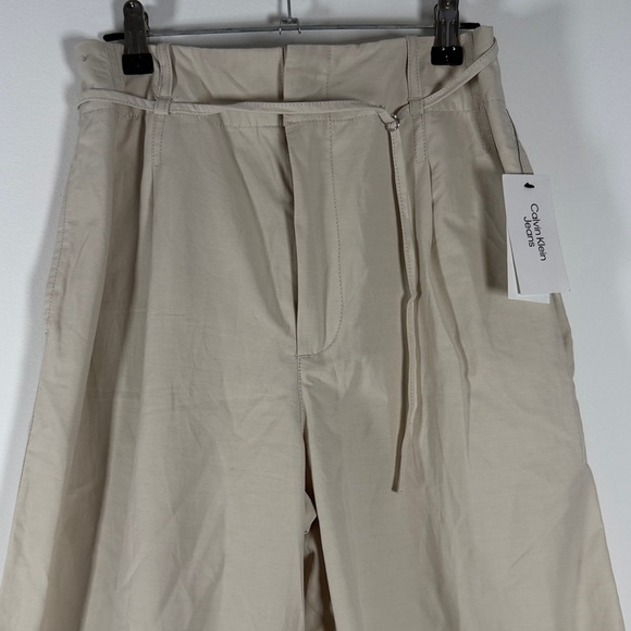NWT Calvin Klein Cream Wide-Leg Pants Croppes - Picture 2 of 8